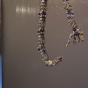 14k w/g Tanzanite and diamond accent women's bracelet, 7 1/2", Purple